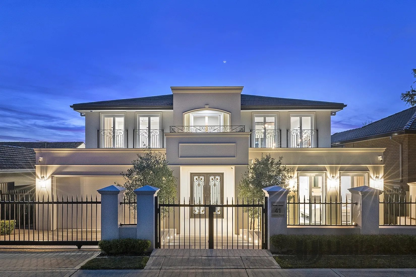 Two-storey home at dusk
