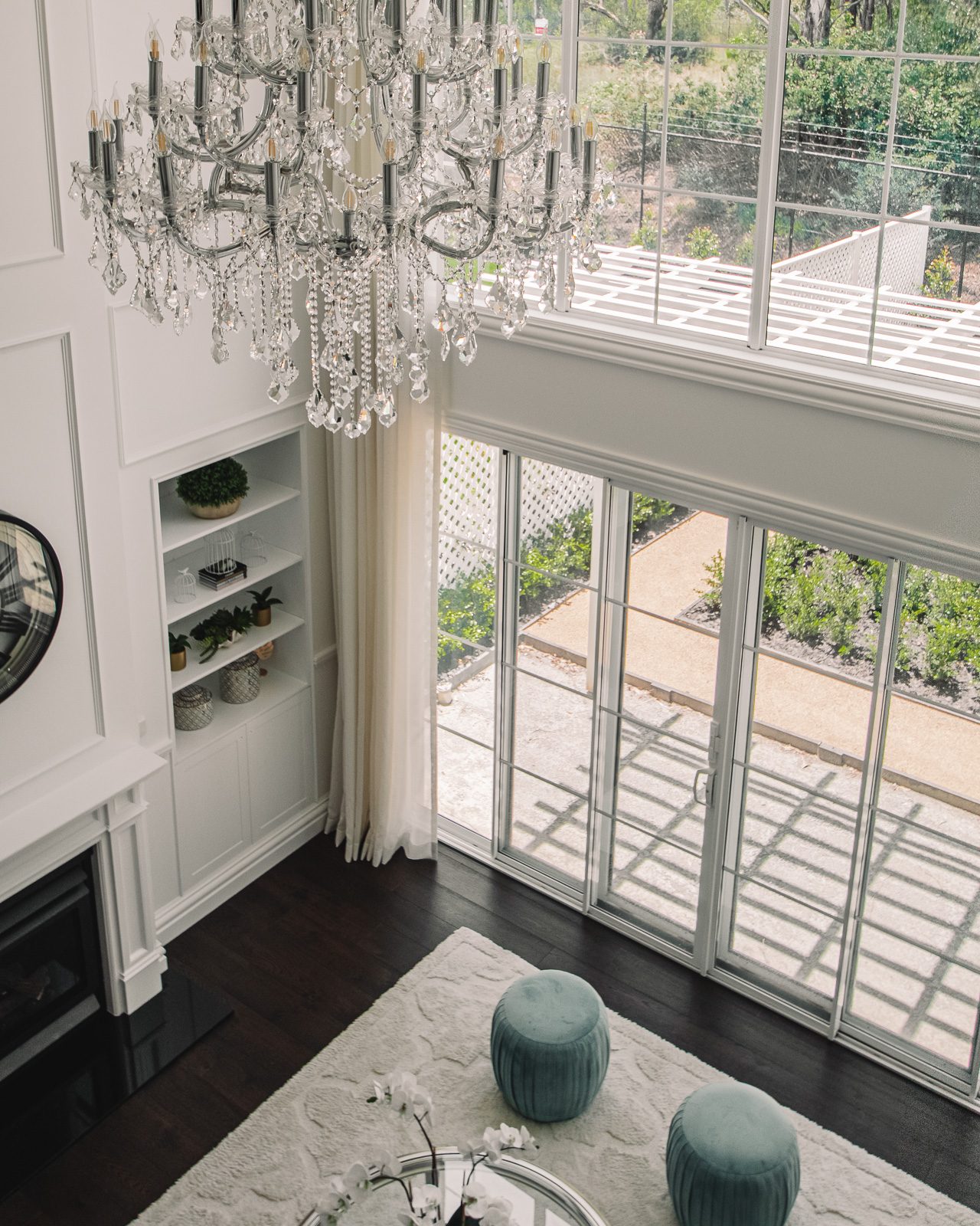Double height living room with chandelier, Leppington